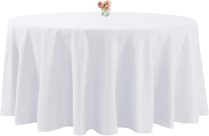 12 Pack 90 Inch Round White Tablecloth, Washable Polyester Table Cloth, Stain & Wrinkle Resistant Decorative Table Cover for Wedding, Party, Dining, Banquet