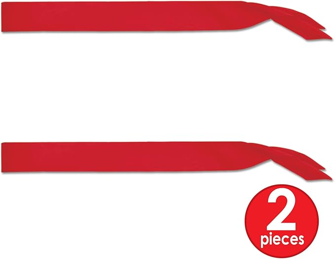 Beistle Red Satin Sashes, 2-Count Customizable Fabric Wearable for Birthdays, Bachelorette Parties, Costumes, Events & Celebrations, Blank Design for DIY Personalization, 33" x 4"