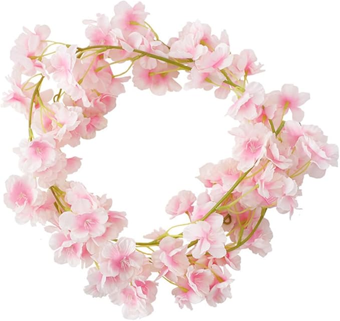 YRIOWMI 10PCS 59FT Artificial Silk Cherry Blossom Garland, Hanging Sakura Flower Vines for Wedding Party Home Arch Office Sakura Decor (Light Pink)