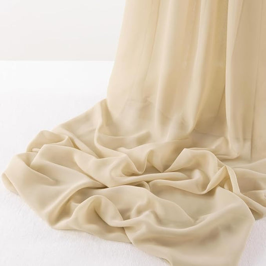 MLMW Chiffon Fabric Sheer Fabric by the Yard 10 Yards 60" Wide Champagne Wedding Arch Draping Fabric Sheer Material for Party Backdrop Curtain Arch Ceiling Decor