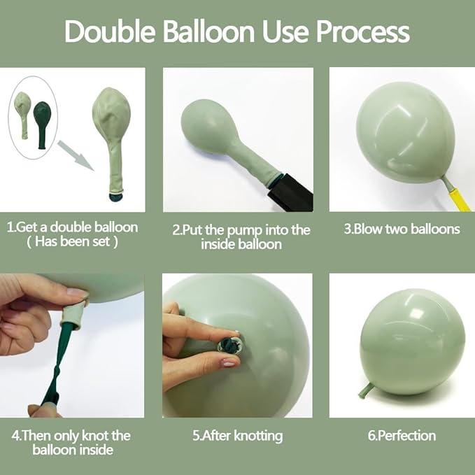 Dusty Green Balloons Different Sizes - Double Stuffed Light Olive Green Balloon Arch Garland Kit for Neutral Baby Shower Birthday Bridal Wedding Easter Party Decoration