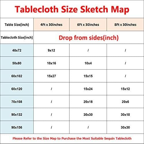 Eternal Beauty Teal Tablecloth, 50x80 Inch Sequin Rectangle Table Cover for Cake Dessert Exhibition Party Birthday Events
