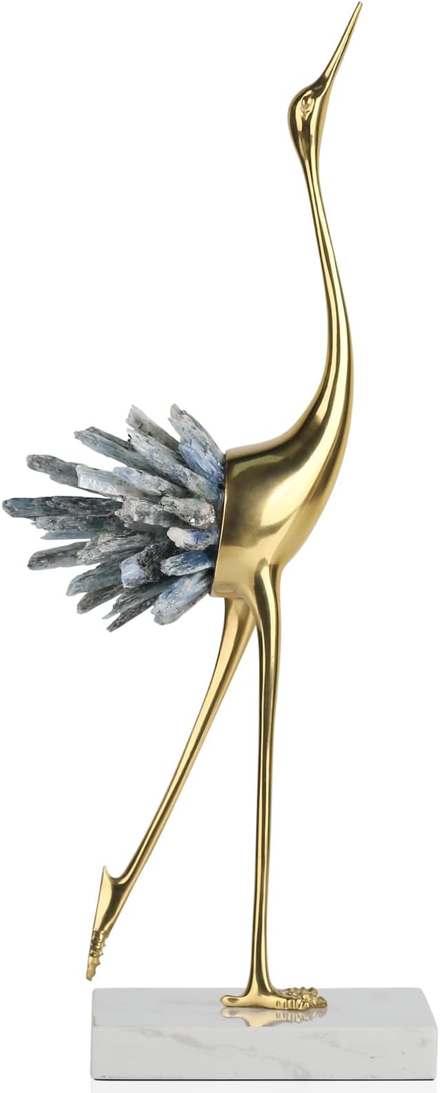 Suruim Gold Decor Accents, Brass Birds Statues - Modern Crystal Ornaments for Living Room, Bedroom, Office Desktop, Cabinets (Blue A)