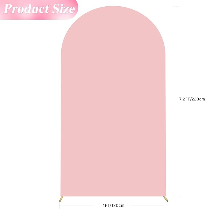 Wokceer 7.2FT Wedding Arch Cover Spandex Fitted Wedding Arch Stand Covers Round Top Blushing Pink Chiara Arch Cover for Birthday Party Ceremony Banquet Decoration