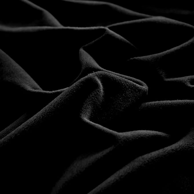 KAREVER Black Velvet Comforter Set - Full Flannel Bedding Comforter Set with 3 PCs Warm Soft Solid Black Winter Blanket
