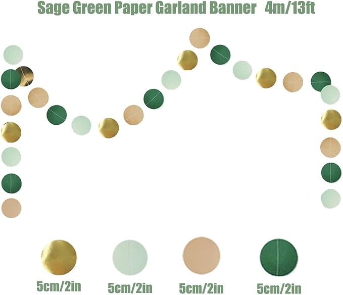 Sage Green Party Decorations Sage Green and Gold Party Decorations Paper Pom Poms Paper Fans Lanterns for Birthday Baby Shower Wedding Bridal Shower Party Decor