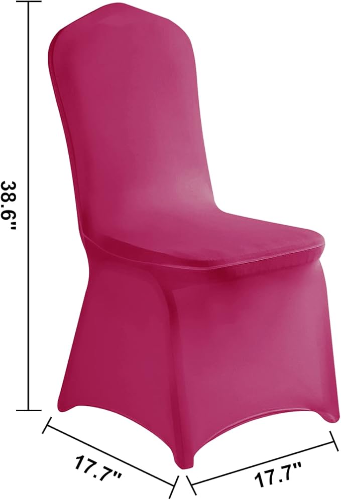 LZY 10pcs Spandex Chair Cover Stretch Slipcovers for Wedding Party, Dining Banquet Chair Decoration Covers (Fuchsia, 10)