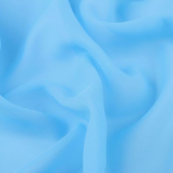YYCRAFT Chiffon Fabric by The Yard 59" Wide 5 Yards, Aqua