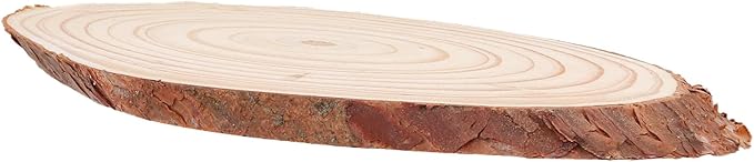 SINJEUN 15 Pack 8 Inch Unfinished Oval Wood Slices for Centerpieces, 4-4.7" Wood Circles with Bark for Rustic Wedding Decorations DIY Craft