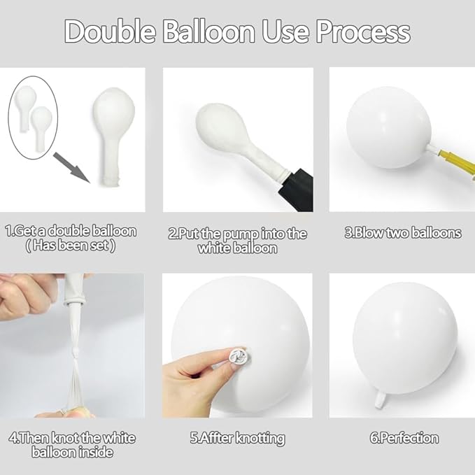 Double Stuffed White Balloon Arch with Clear Bobo, Double Stuffed Light Grey Different White Gold Balloon Garland Kit for Bridal Wedding Engagement Birthday Christmas Valentines Party Decoration