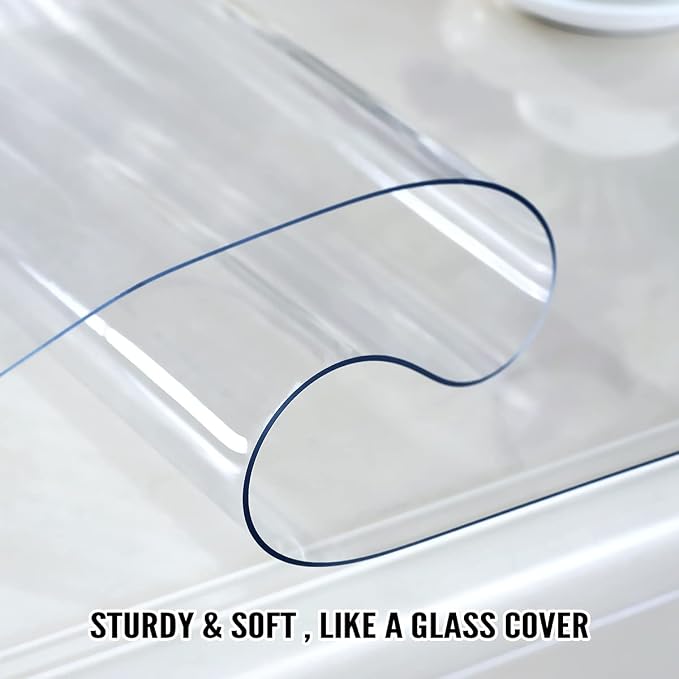 Royhom Clear Table Protector 38 x 78 Inch - 2mm Thick Plastic Table Cover, Clear Table Cover Protector Rectangle, Waterproof PVC Desk Mat for Coffee Table, Writing Desk, Dining Room, Dresser