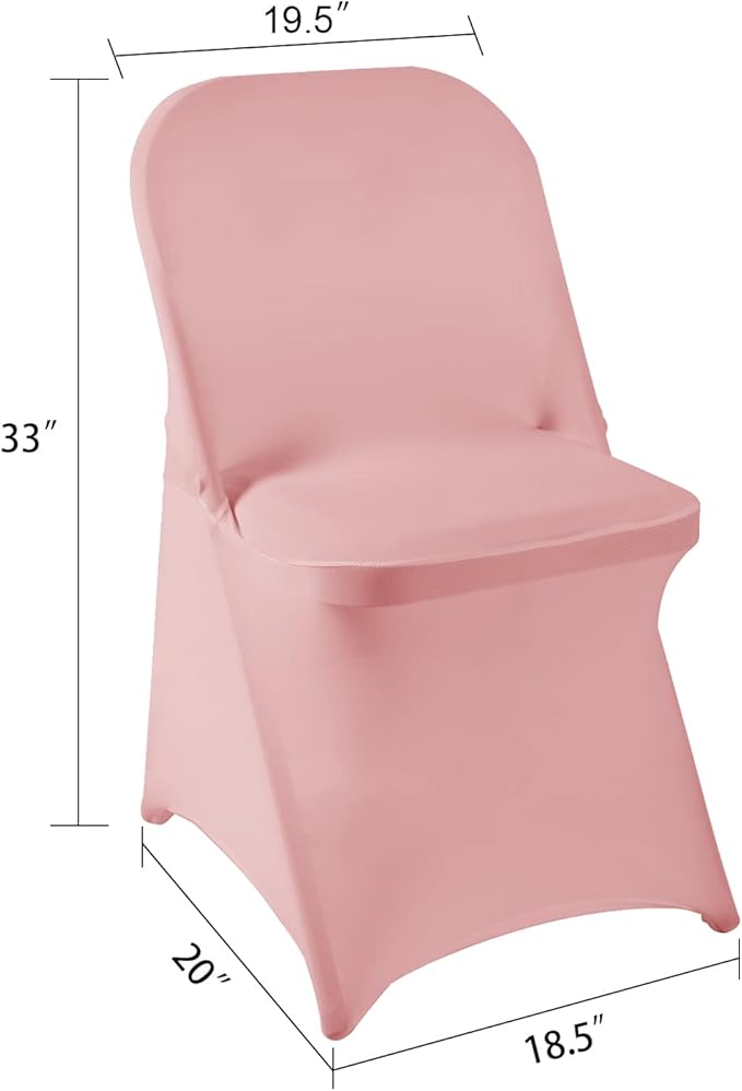 Howhic Folding Chair Covers for Party - 12pcs, Dusty Pink Universal Spandex Fitted Chair Covers for Wedding, Banquet, Conference