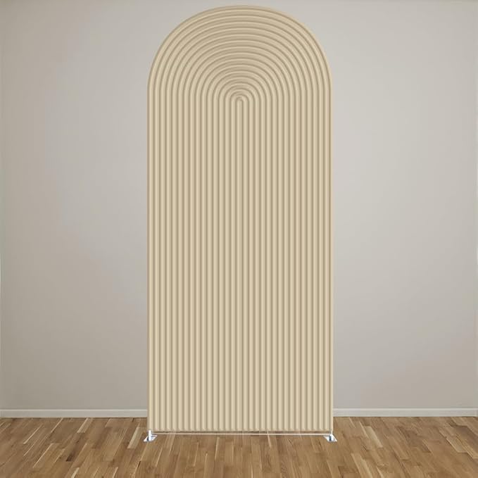 2D Printed Ripples Party Arch Cover - Beige, 7.2x4ft - Stretchy Spandex - Wedding & Birthday Occasion - Polyester Material