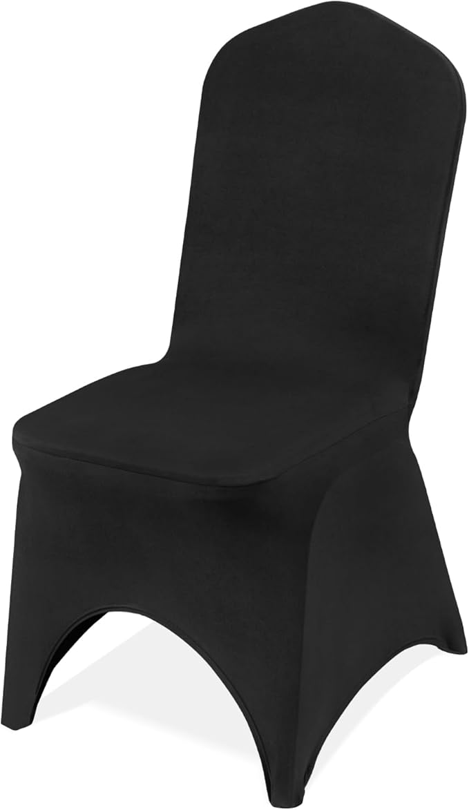 VEVOR 50 Pcs Black Chair Covers Polyester Spandex Stretch Slipcovers for Wedding Party Dining Banquet Arched-Front Chair Covers