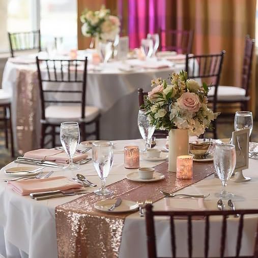 2 Pack Rose Gold Sequin Table Runner 12 x 108 Inch, High Density Sparkly Glitter Table Runners for Wedding Reception, Birthday Party, Baby Shower, Shimmering Pink Decor