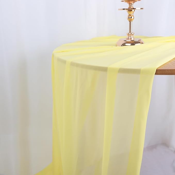 DUOBAO 59"Wide Chiffon Fabric Yellow Sheer Fabric 15 Feet Lightweight Fabric Yellow Fabric for Wedding Party Birthday （Yellow 5 Yards）