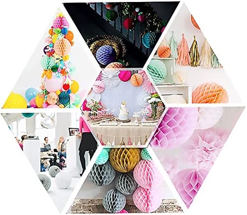 24 Pack Colorful Papers Set Party Decorations, Honeycomb Balls, Paper pom poms, Paper Fans for Birthday Parties, Wedding Decorations, Home Decor, Fiesta or Mexican Party