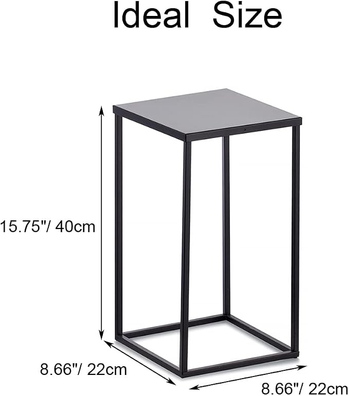Black Tall Plant Stand: 15.8in, With Metal Panel, Packs of 2 | Columnar Cube Shape, Easy to Assembly, Flowers Cakes Drinks Display Table Centerpieces for Wedding Party Event