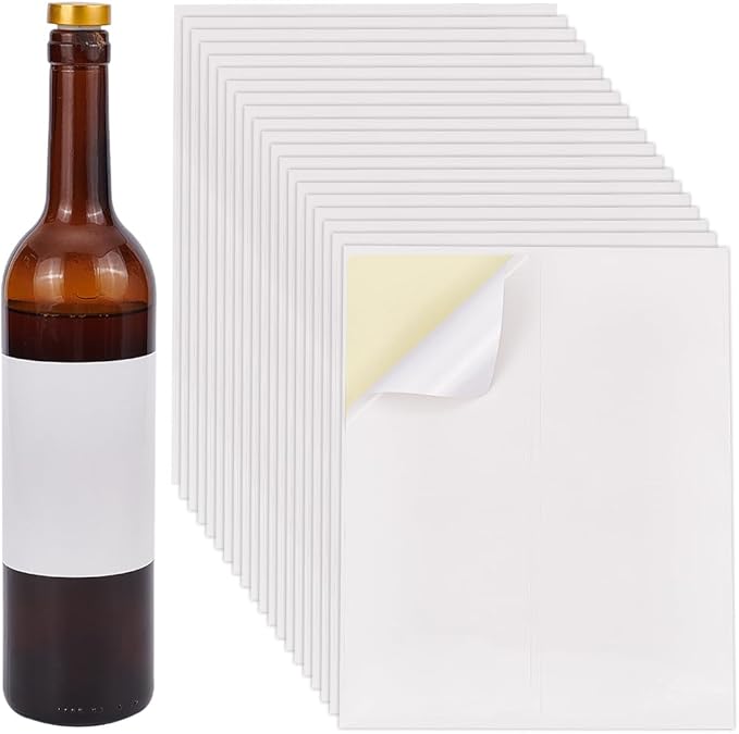 PH PandaHall 20 Sheet/80pcs Adhesive Wine Bottle Labels Custom Wine Label Stickers 3.9×4.9" White Blank Label Stickers Bottle Label Covers for Wine Wedding Engagement Anniversary Cocktail Party