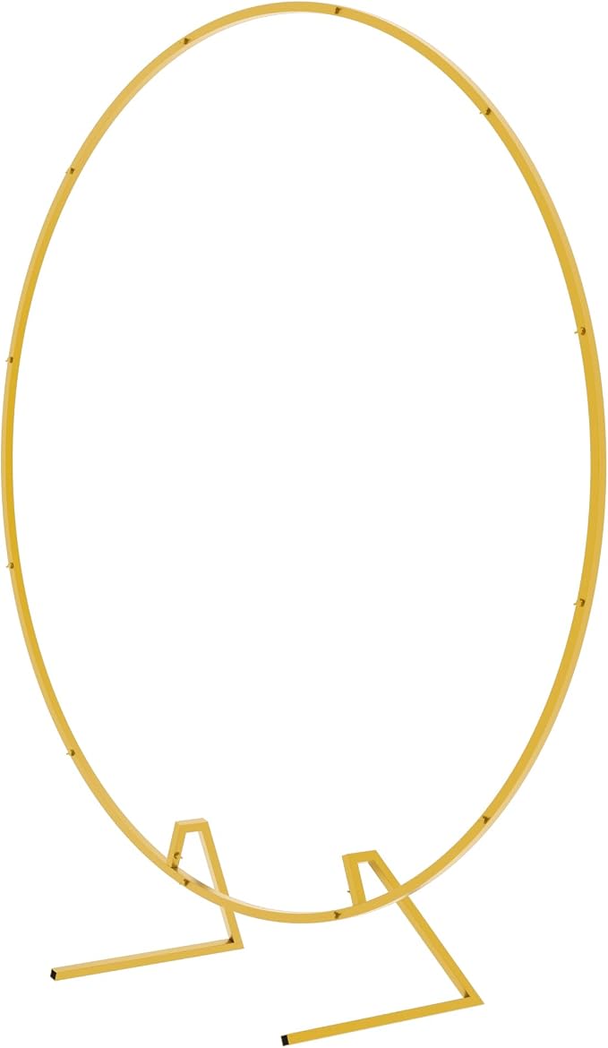 Wokceer Round Backdrop Stand 5FT Circle Balloon Arch Frame Circle Backdrop Stand Gold Round Arch for Wedding Birthday Party Bridal Shower Anniversary Event Ceremony Decoration