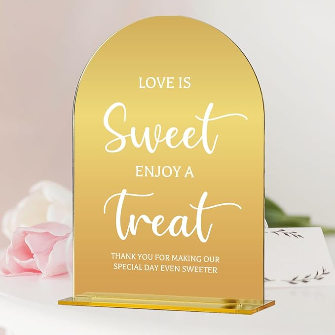 6 Pcs Wedding Sign Decor, Ceremony Sign, Wedding Sign for Reception & Event Party,Bridal Shower Decorations, Wedding Table Sign Accessories for Anniversary and Event 5x7 Inch Gold