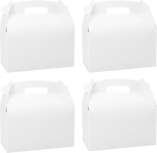 30Pcs 9 Inch Large Gable Gift Boxes, White Party Favor Treat Boxes, Lunch Box with Handles for Birthday Babyshower Wedding Activity Picnic