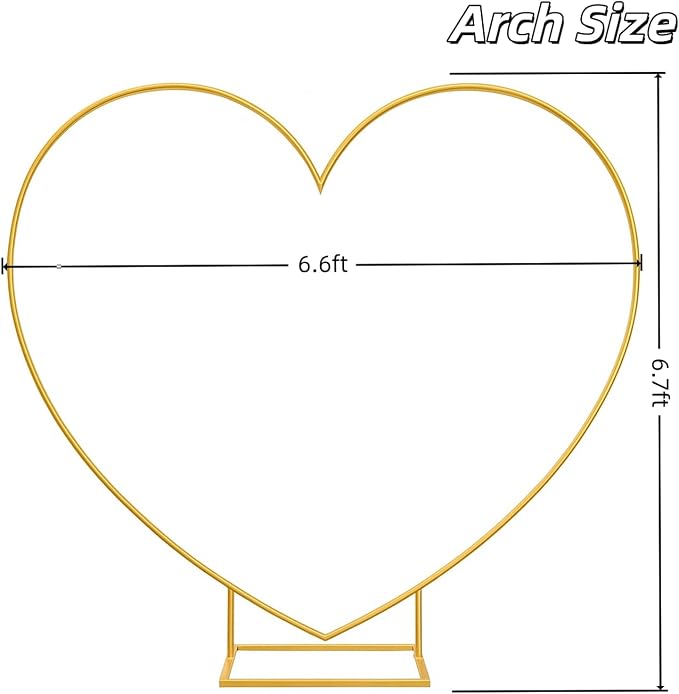 6.7FT Heart Arch Stand for Proposal, Metal Balloon Arch Frame for Wedding Valentine's Day Engagement Birthday Party Baby Shower Decorations (Gold)
