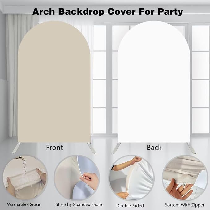 Pregnant Woman Theme Arched Fabric Backdrop Covers for Pregnancy Parties Chiara Backdrop Double-Sided Metal Arch Stand Covers Birthay Baby Shower Dessert Table Decoration