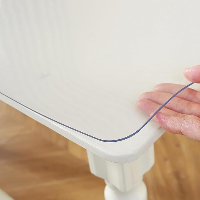 Royhom Clear Table Protector 42 x 84 Inch - 2mm Thick Plastic Table Cover, Clear Table Cover Protector Rectangle, Waterproof PVC Desk Mat for Coffee Table, Writing Desk, Dining Room, Dresser