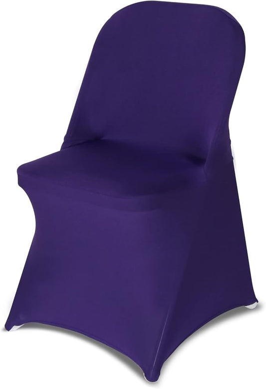 HAINARverS Folding Chair Covers for Wedding, 10pcs Stretch Spandex Washable Fabric Chair Cover, Decoration Chair Cover for Wedding, Party, Banquet, Birthday, Conference, Event(Purple, 10 PCS)