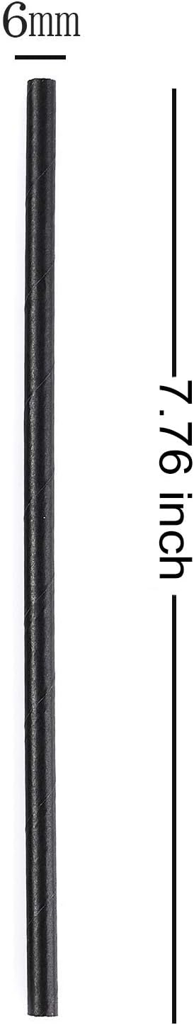GDMINLO 100 Pack Paper Straws Black Eco-Friendly Drinking Biodegradable for Party Supplies, Bridal/Baby Shower, Birthday, Mixed Drinks, Weddings, Restaurant, Food Service