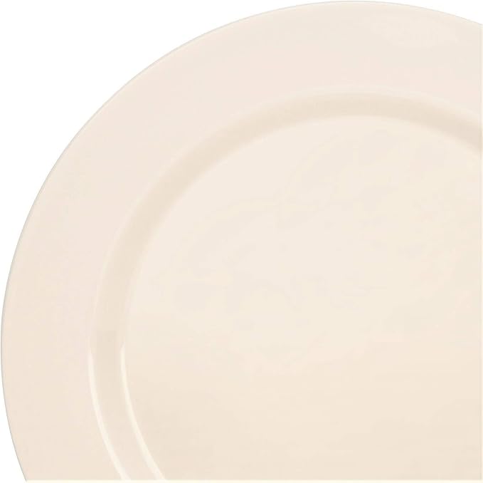 OCCASIONS 240 Piece Disposable Plastic Plates Heavy Duty for 120 Guests, Fancy Dinnerware Set for Wedding Party, China-Like Look, 10.5" Dinner & 7.5" Salad/Dessert, BPA Free, Plain Ivory Collection