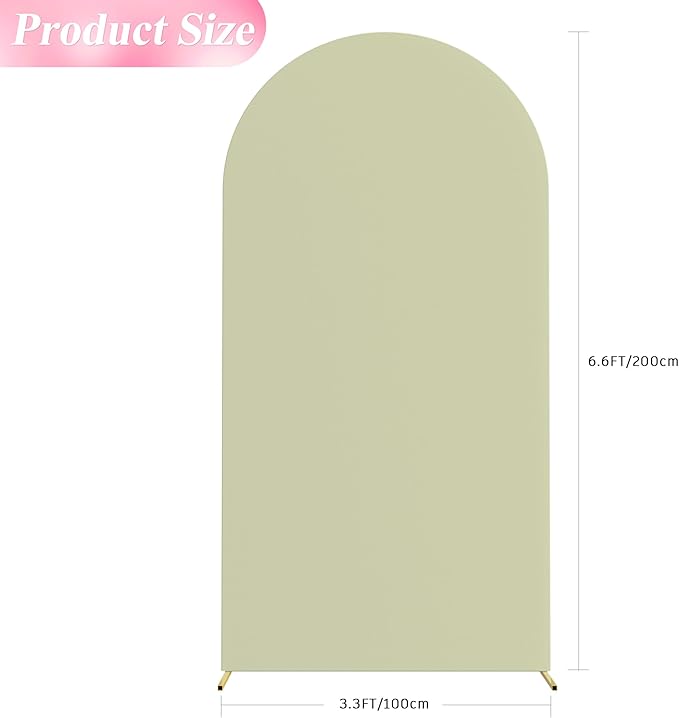 Wokceer 6.6FT Wedding Arch Cover Spandex Fitted Wedding Arch Stand Covers Round Top Chiara Arch Backdrop Cover for Birthday Party Ceremony Banquet Decoration Sage Green