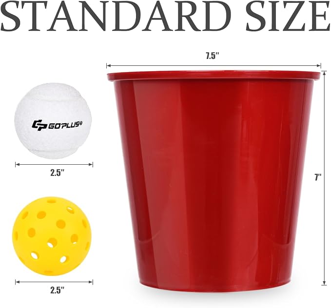 Goplus Yard Pong, Giant Outdoor Games Pong Set with 12 Buckets, 2 Balls and a Carry Bag, Toss Game for Beach, Backyard, Lawn, Party, Camping, Tailgate Game for Family and Friends