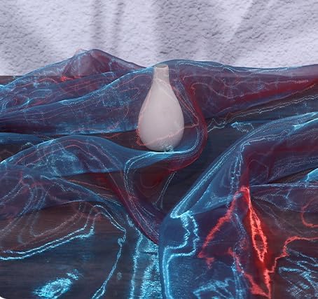 YYCRAFT Two Tone Sheer Organza Fabric by The Yard for Curtain Weddings Decor 5 Yards, Blue/Burgundy