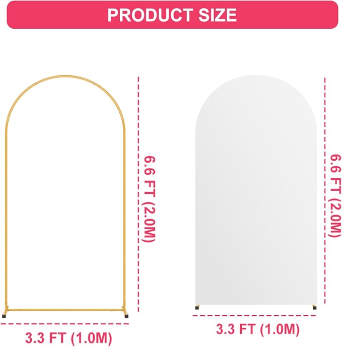 6.6FT Arch Backdrop Stand and White Cover Set,Wedding Arch Backdrop Stand,Balloon Arch Stand Metal Frame for Wedding Birthday Baby Shower Party Garland Ceremony Decor