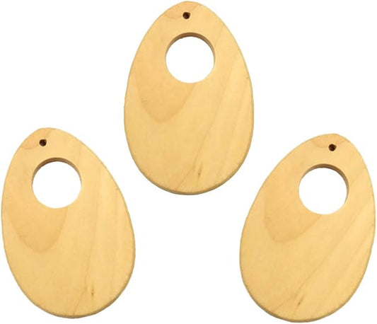 50pcs Unfinished Oval Wood Earring, Wood Oval Slices Natural Rustic Wooden Blank Cutout Pendant Earrings for Jewelry Oval Shape Crafts Wedding Centerpiece Christmas