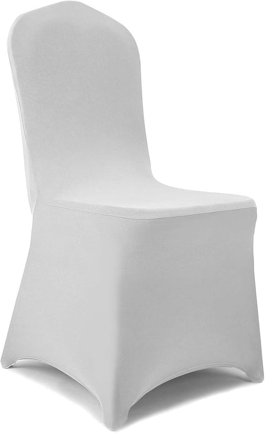 Peomeise Stretch Spandex Chair Cover for Wedding Party Dining Banquet Event (Silver, 25pcs)