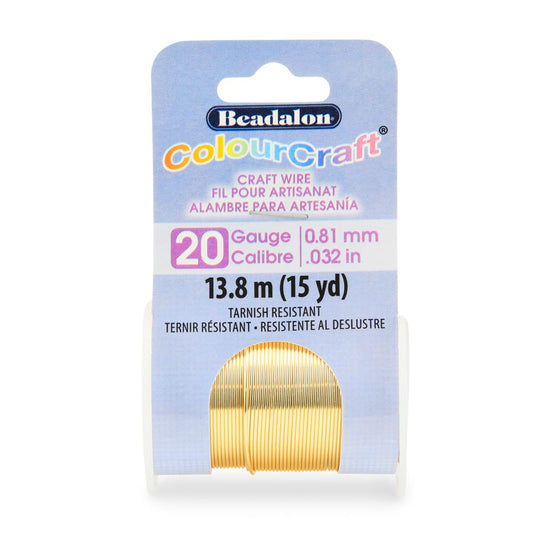 Beadalon ColourCraft Wire, 20 Gauge, Gold Color Silver Plated, 15 yd Spool