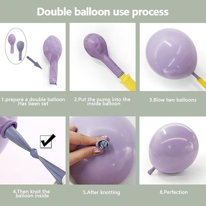 Dusty Green Purple White Balloon Arch Kit Double Stuffed Pastel Purple, Light Sage Green, Lavender Balloon Garland with Clear Bobo for Birthday Baby Shower Wedding Flower Party Decoration