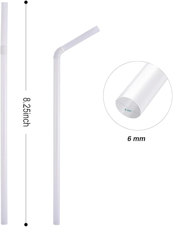 200 Count 8.25" Eco-friendly Bendable Compostable PLA Straws - KTOB Plasticless Biodegradable Flexible Drinking Straws