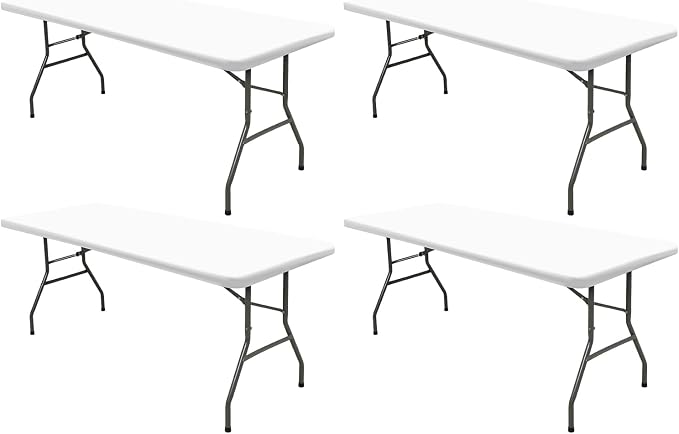4 Pack Picnic Table Cover Fitted Tablecloths 6 Foot Rectangle Tables Elastic Waterproof Stretch Washable Patio Folding Outdoor Spandex Table Cloth for Camping Banquet and Parties (White,30" x 72")