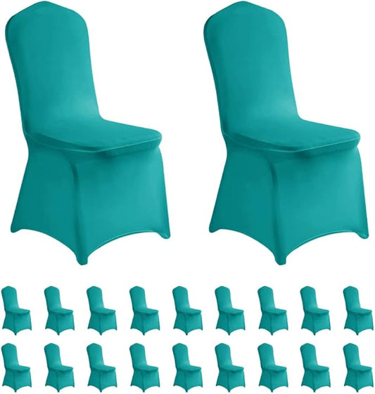 LZY 20pcs Spandex Chair Cover Stretch Slipcovers for Wedding Party, Dining Banquet Chair Decoration Covers (Turquoise, 20)