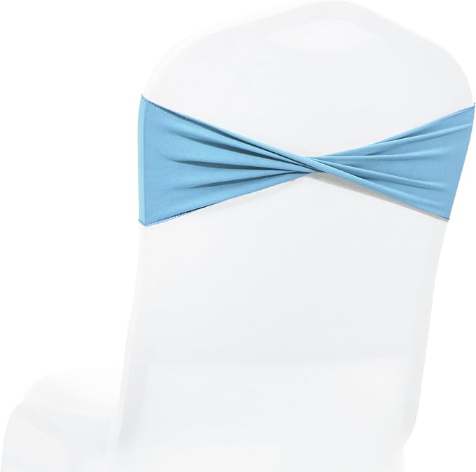 MDS Pack of 250 Spandex Chair Sashes Bows Elastic Stretch Dining Chair Bands Ties Without Slider Buckle Universal fits for Wedding Baby Shower Birthday Party Banquet Event Decoration - Blue