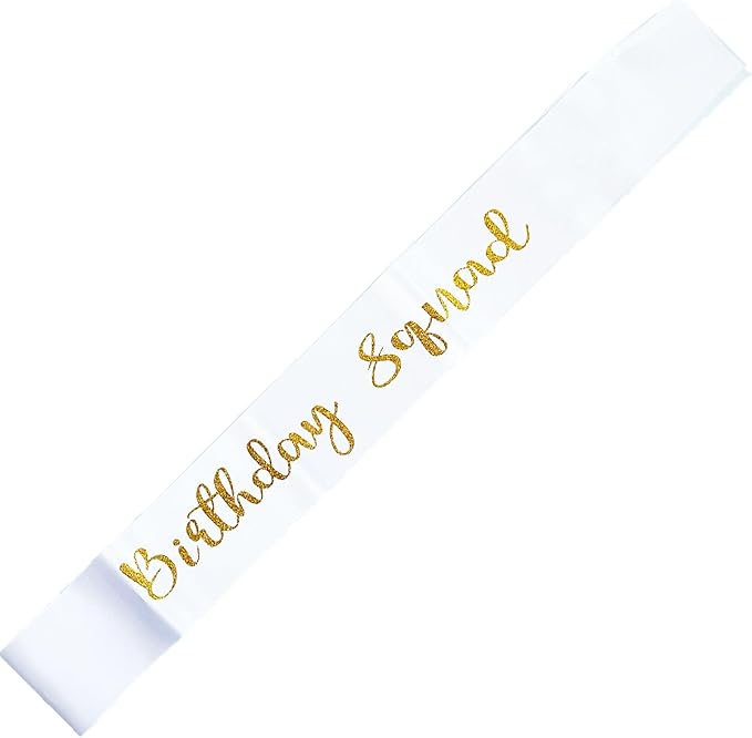 10Pcs Birthday Squad Sash Gold Glitter White Satin Sashes Funny Birthday Sashes Birthday Party Supplies Gifts
