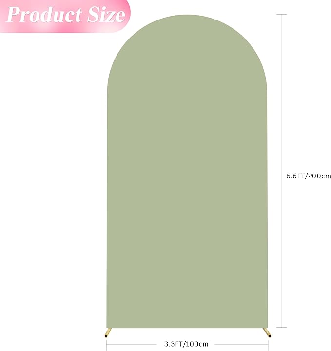 Wokceer 6.6FT Wedding Arch Cover Spandex Fitted Wedding Arch Stand Covers Round Top Sage Green Chiara Arch Cover for Birthday Party Ceremony Banquet Decoration