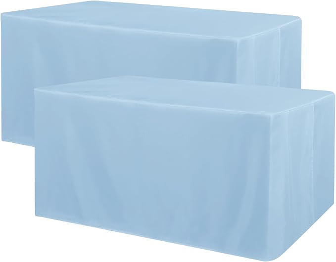 Obstal 2 Pack Table Clothes for 8 Foot Rectangle Tables - Water Resistant Washable Fabric Polyester Rectangle Table Cover Protector for Wedding, Banquet and Trade Shows, 96L x 30W Inches, Dusty Blue