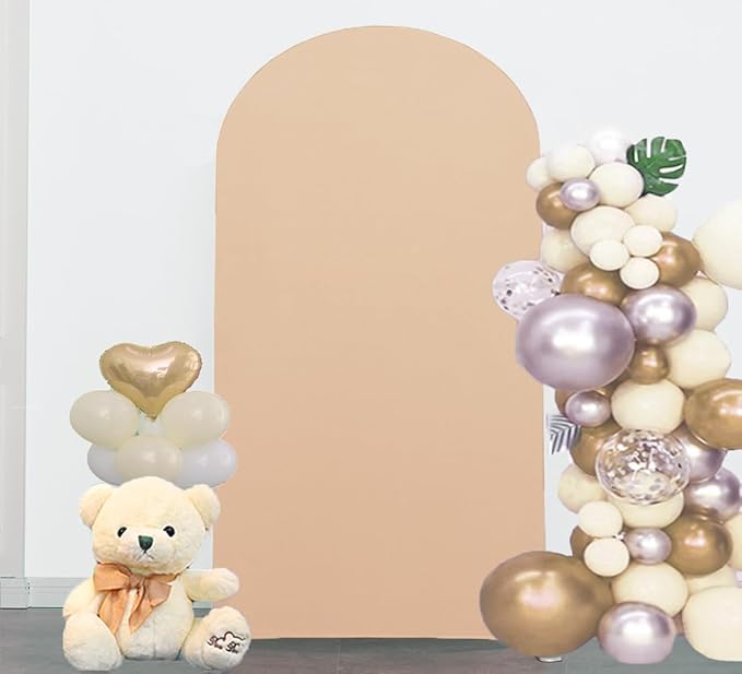 Nude 7.2 FT Arch Backdrop Cover, Nude Chiara Backdrop Covers, Khaki Wedding Arch Cover for Birthday Wedding Party Decoration