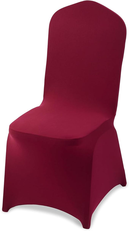 VEVOR Chair Covers, Polyester Spandex Chair Cover, Stretch Slipcovers for Wedding Party Dining Banquet Flat-Front Chair Covers (Burgundy-a, 50PCS)