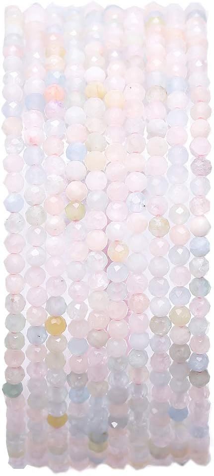 Faceted Natural Morganite Stone Round Loose Semi Gemstone Beads for Jewelry Making 2-2.5mm 38cm